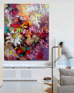 Handmade thick knife abstract high quality oil painting Spring petals on Canvas Painting Decor Oil Painting artwork
