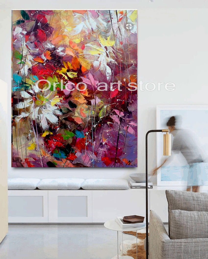 Handmade thick knife abstract high quality oil painting Spring petals on Canvas Painting Decor Oil Painting artwork