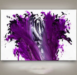 Handmade thick knife abstract high quality oil painting Purple White Black fuchsia color abstract on Canvas Painting Decor