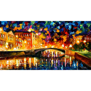 Landscape Modern paintings with Palette knife art oil on Canvas bridge over dreams Handmade high quality