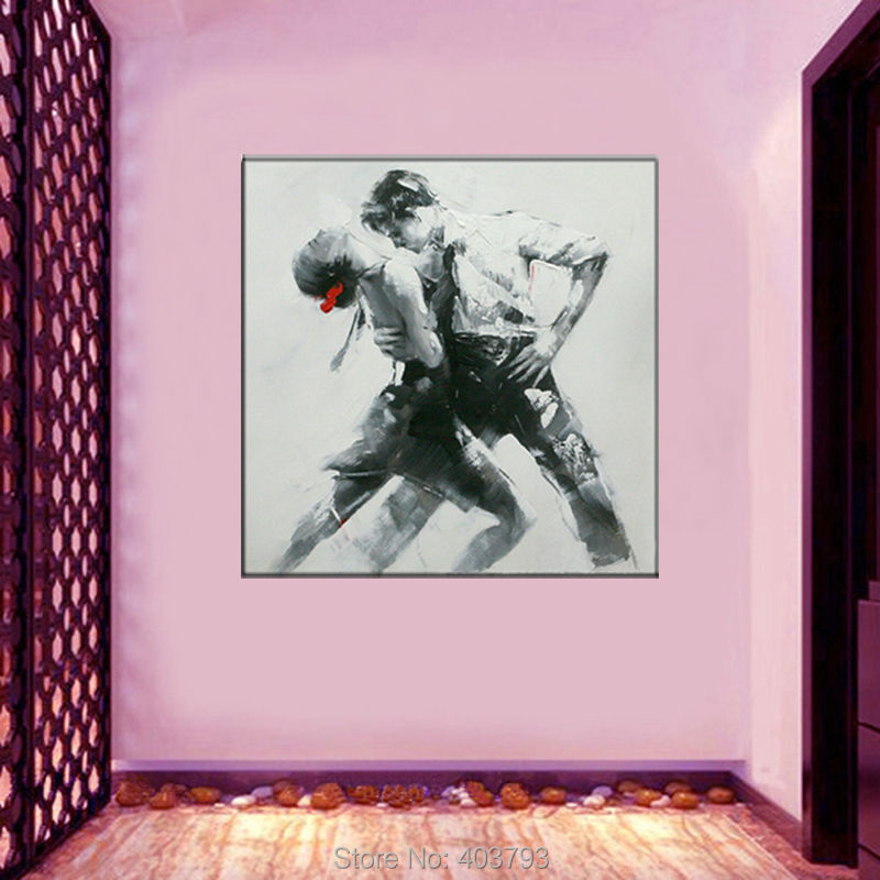 Pure Hand Painted Abstract Oil Paiting Black And White Sexy Sexy Dance Decorative Pictures On Canvas No Frame Home Decor