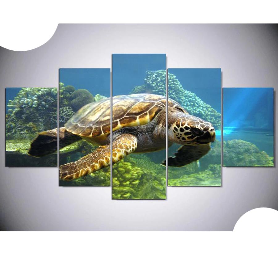 sea turtle,DIY Diamond Embroidery,5D,Diamond painting 5pcs,Diamond mosaic,3d pattern sea turtle Canvas Painting Wall Art Picture - SallyHomey Life's Beautiful