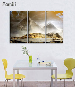 3 pcs/set Art Egypt Pyramids Camel Print Canvas Oil Painting Unframed Wall Pictures for Living Room Top Wall Decor Animal Poster