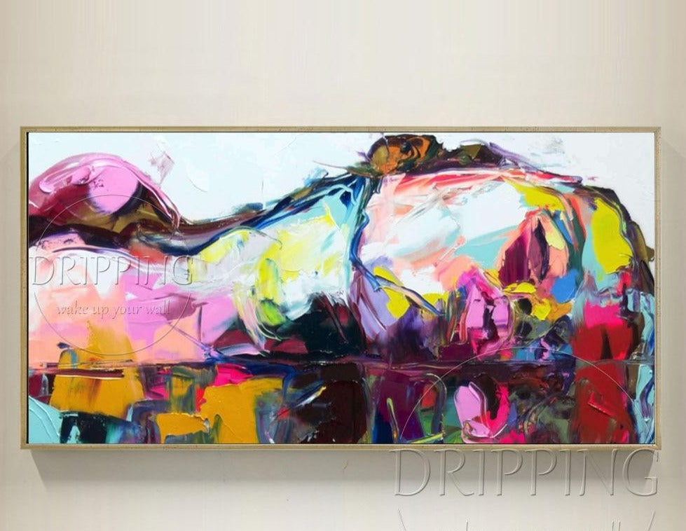 High Quality Abstract Colorful Rectangle Portrait Oil Painting Reproduce Hand-painted Francoise Nielly Half Face Oil Painting