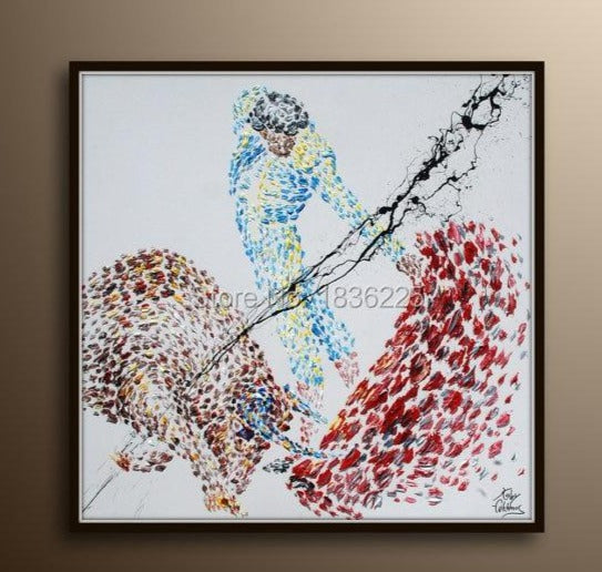 Free shipping Handmade people and bullfighting oil painting On Canvas Modern wall art painting Animals painting for home Decor