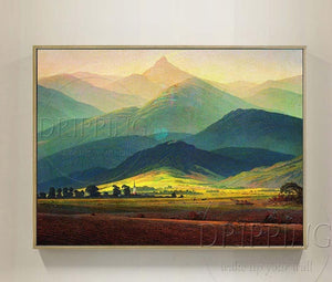 Hand-painted High Quality Impressionist Hills Landscape Oil Painting on Canvas Beautiful Handmade Giant Mountains Oil Painting
