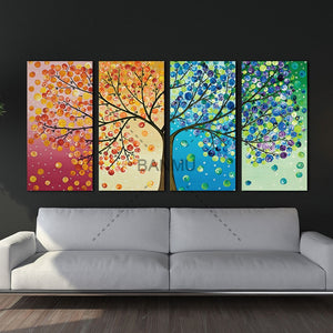 Canvas painting poster Colourful Leaf Trees 4 Piece painting Wall Art Modular pictures for Home Decor wall art picture painting - SallyHomey Life's Beautiful