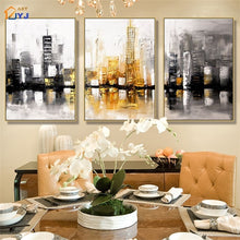 Load image into Gallery viewer, Black and White New York Skyline Picture 3 Pcs Hand painted Modern Abstract Oil Painting on Canvas Wall Art Home Decor Unframed