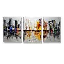 Load image into Gallery viewer, Black and White New York Skyline Picture 3 Pcs Hand painted Modern Abstract Oil Painting on Canvas Wall Art Home Decor Unframed