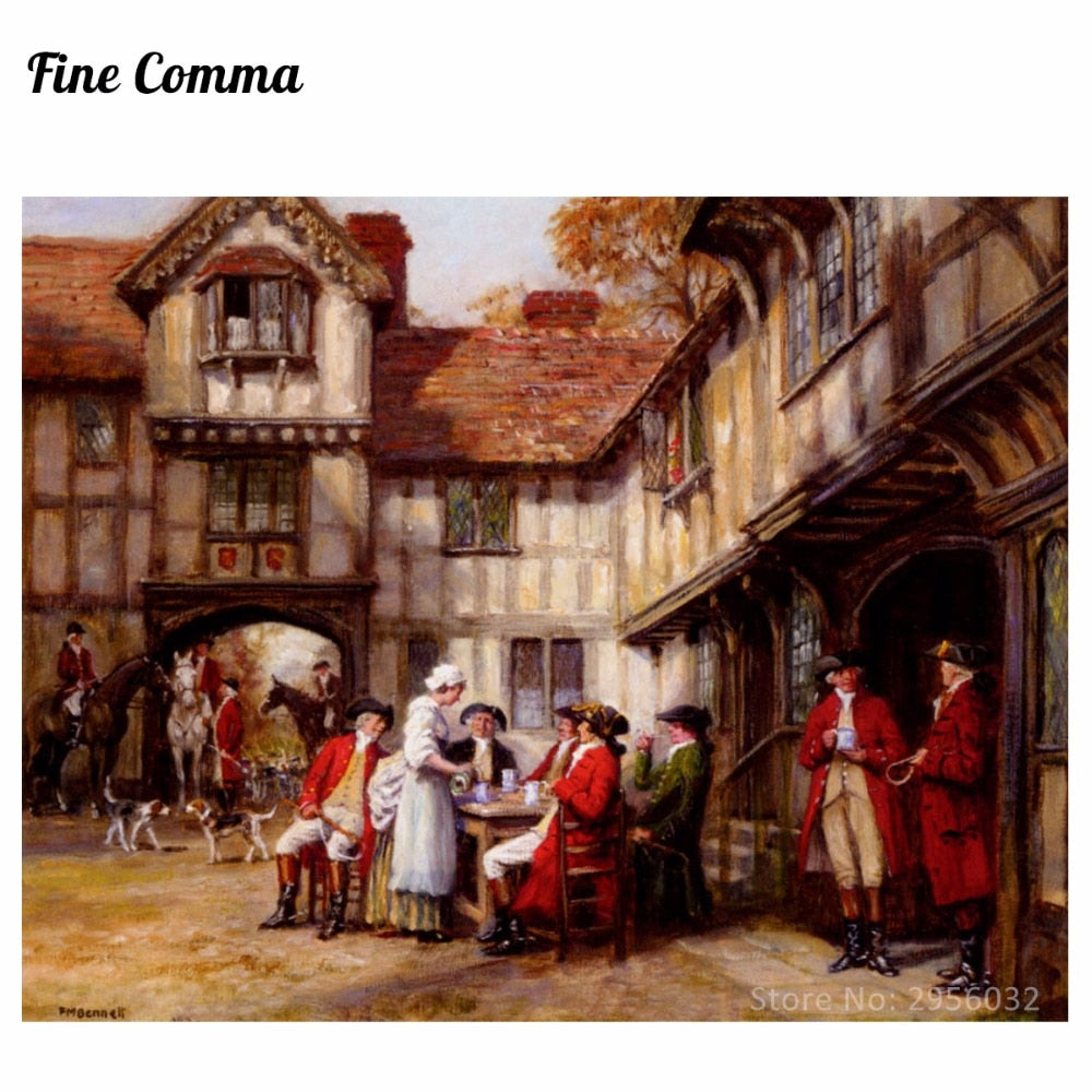 A hunting morning by Frank Moss Bennett Hand painted Oil Painting Reproduction Replica Wall Art Canvas Painting Repro Copy