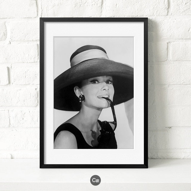 Audrey Hepburn Black White Photo Vintage Poster Print Pop Movie Celebrity - SallyHomey Life's Beautiful