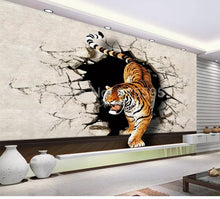 Load image into Gallery viewer, Custom Photo Wallpaper Modern 3D Stereoscopic Tiger Breaking Wall Large Wall Painting Living Room Sofa Background Mural Picture - SallyHomey Life&#39;s Beautiful