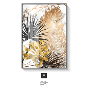 Golden leaf canvas printing posters - SallyHomey Life's Beautiful