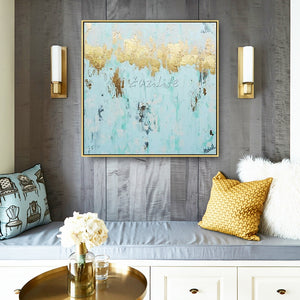 Gold Art Blue Abstract Modern Canvas Wall Art Paintings Cuadros Decoracion Qudrao Acrylic Paintings Pictures for Living Room