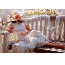 Load image into Gallery viewer, Experienced Artist Handmade Museum Quality Beauty Lady with White Dress Oil Painting for Wall Art Handmade Woman Oil Painting