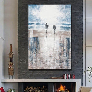 Real New Wall Art Handmade Paintings Abstract Painting On The Canvas Beach Men And Women Of Sitting Room Is Free Shipping
