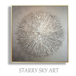 Special Oil Painting Artist Hand-painted High Quality Silver Knife Thick Oil Painting Modern Abstract Grey Silver Oil Painting