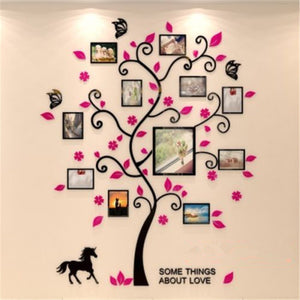 Removable Family Photo Frame Tree Wall Sticker 3D DIY Acrylic Art Picture Frame Wall Decals Poster Living Room Wall Home Decor - SallyHomey Life's Beautiful