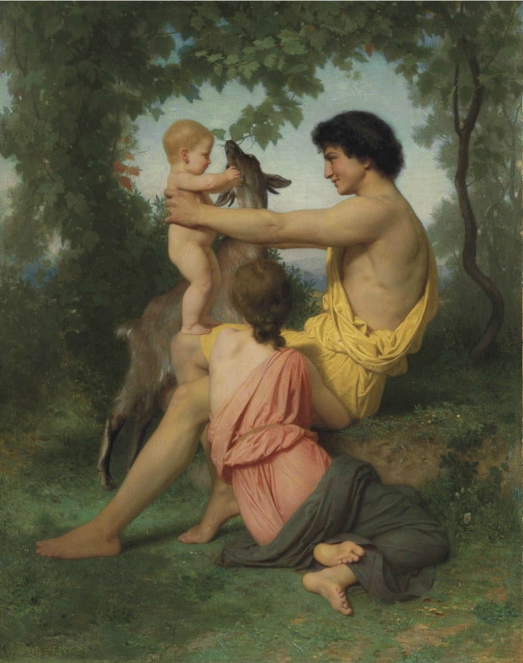 Handmade Oil painting reproduction Idylle: famille antique by William Bouguereau