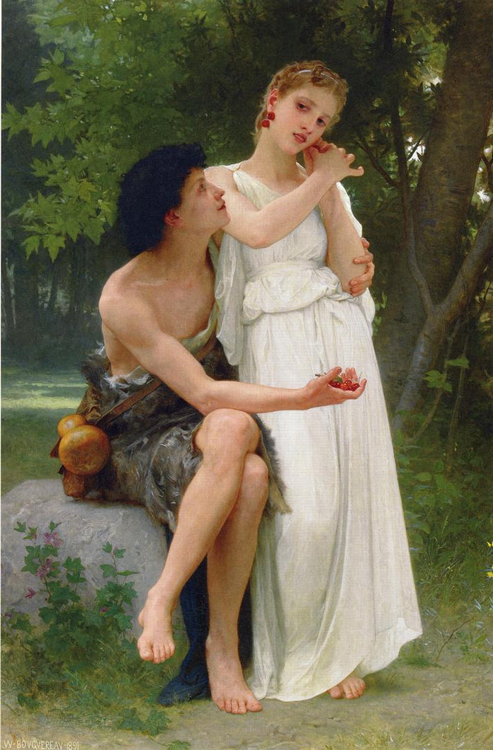 Handmade Oil painting reproduction Le Premiers Bijoux aka Her First Jewels by William Bouguereau