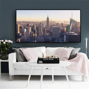 Building New York City Manhattan Empire State Canvas Art Scandinavian Posters and Prints Landscape Wall Picture for Living Room - SallyHomey Life's Beautiful