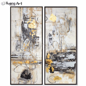 Top Artist Hand-painted Golden White and Black Abstract Oil Painting on Canvas Group of Tree Oil Paintings for Room Decor Art