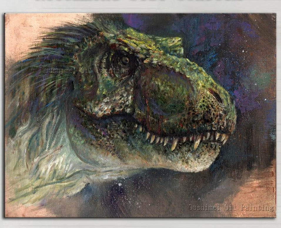 Superb Artist Handmade Unique Wall Painting Huge Animals Dinosaur Oil Painting On Canvas Hand-painted Dinosaur Paintings