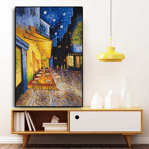Famous Van Gogh Cafe Terrace At Night Oil Painting Reproductions on Canvas Posters - SallyHomey Life's Beautiful