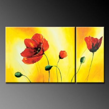 Hand Painted Oil Painting Poppies In The Sun-Modern Oil Painting On Canvas Art Wall Decor-Floral Oil Painting Wall Art