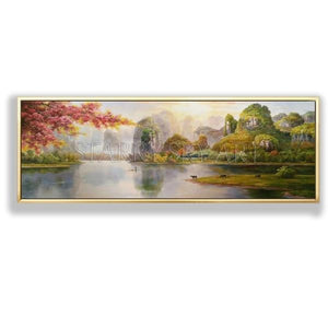 Hand-painted Impressionist China Landscape Lake Oil Painting on Canvas Natural Scene Landscape Oil Painting