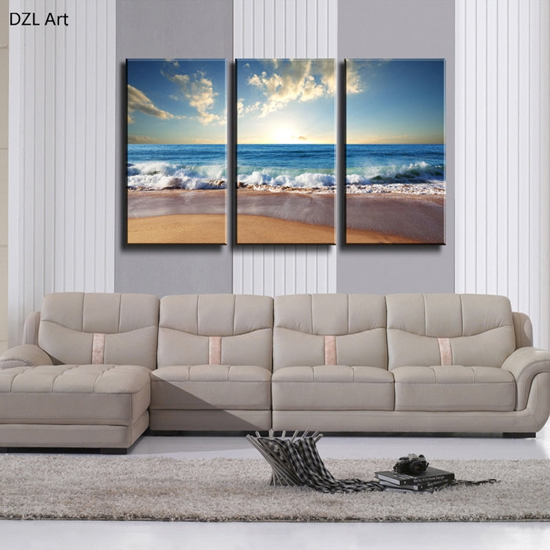 3 pcs(No Frame) Hot Sell The wide sea Modern Home Wall Decor painting Canvas Art HD Print Painting Canvas Painting Wall Picture