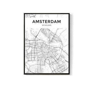 Black White World City Map Paris London New York Poster Nordic Style Living Room Wall Art Picture Home Decor Canvas Painting 1PC - SallyHomey Life's Beautiful