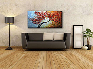 3D Oil Paintings Maple Tree Pictures  (Home Decor Red Artwork Canvas Wall Art No Framed Abstract) - SallyHomey Life's Beautiful