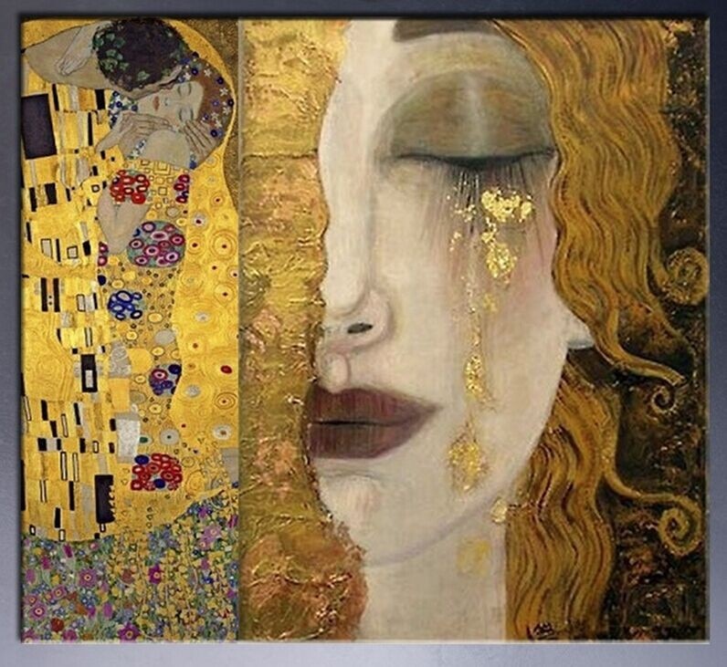 Abstract Wall Art Painting The Kiss and Golden Tears by Gustav Klimt Famous Painting Reproductions Home Decor Arts Handmade