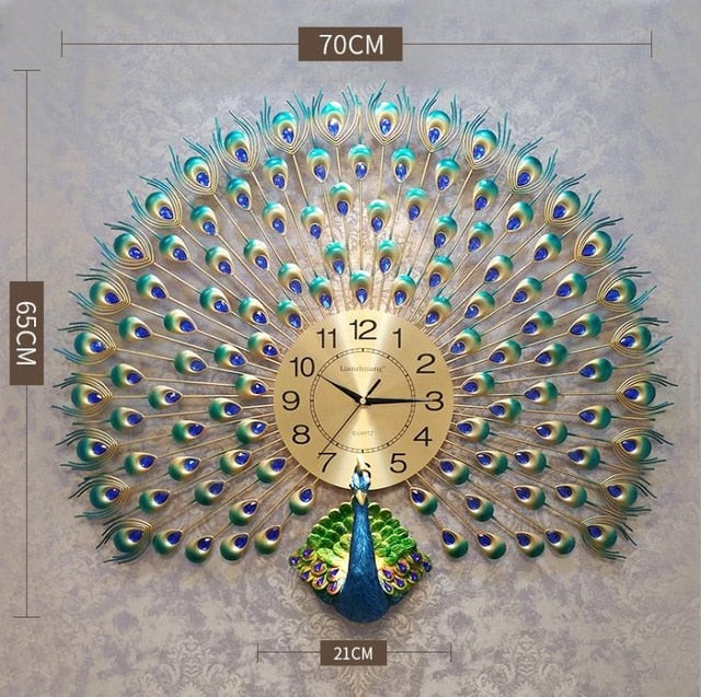 Large Peacock  Digital Wall Clocks - SallyHomey Life's Beautiful