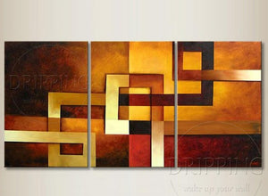 Top Artist Hand-painted High Quality Abstract Wall Art Painting 3 Pieces Oil Painting Handmade Abstract Geometry Oil Painting