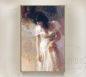 High Quality Artwork Hand-painted Impressionist Beauty Lady Portrait Oil Painting on Canvas Handmade Beautiful Lady Oil Painting