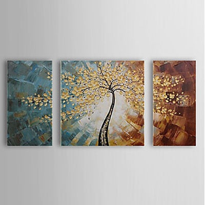 3 pcs Hand Painted Canvas Painting-Botanical Tree- Floral Oil Painting Wall Art-Modern Canvas Art Wall Decor