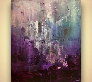 Hand Painted Purple Blue Color Art knife Abstract Oil Painting Canvas Wall Living Room Home