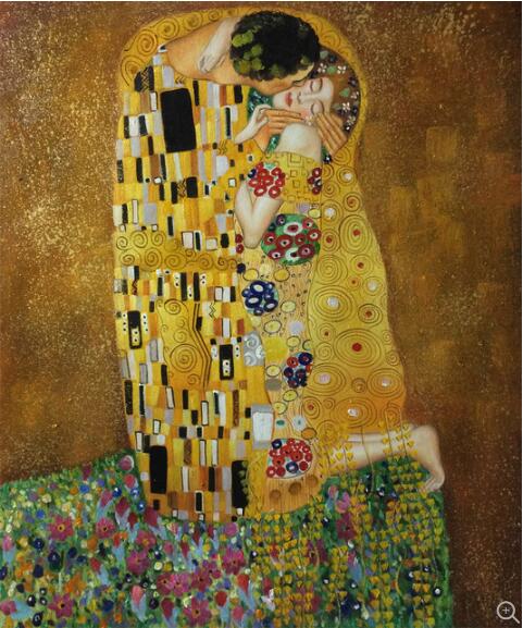 Free fast Shipping The Kiss by gustav klimt 100% handmade Oil Painting Reproduction on linen Canvas Museam Quality