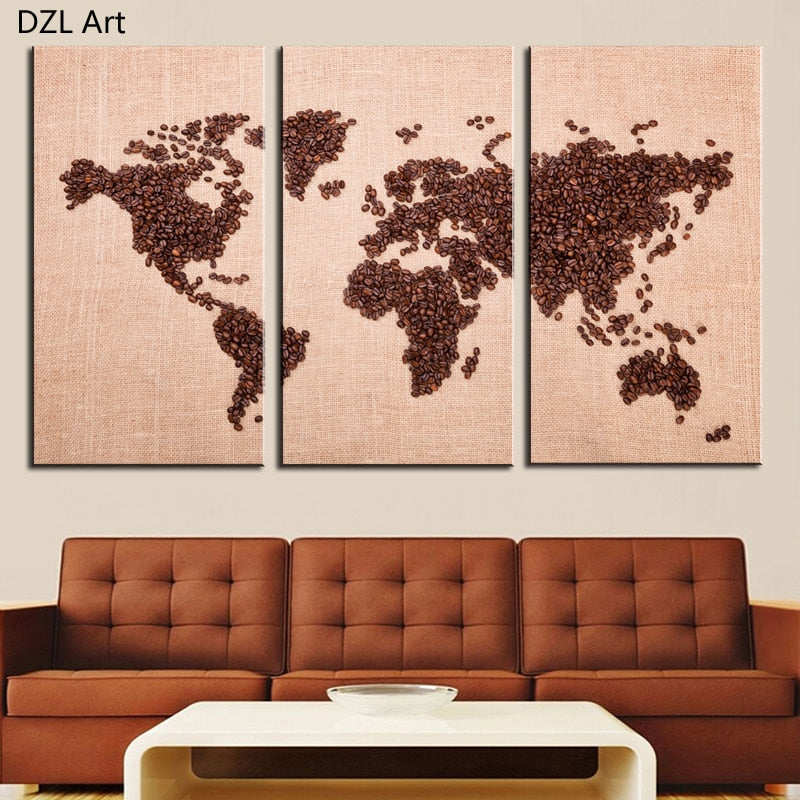 3 pcs(No Frame) Hot Sell Abstract Pink Map Painting Canvas Art HD Picture Print Painting Canvas Painting For Home Decor