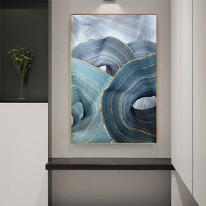 Modern Blue and Gold Poster Luxury Wall Picture - SallyHomey Life's Beautiful