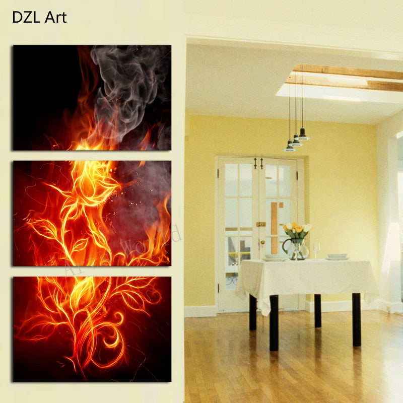 3 Pcs(No Frame)Wall Art Abstract Flower Modern Picture Home Decoration Living Room Canvas Print Painting Picture Canvas Picture